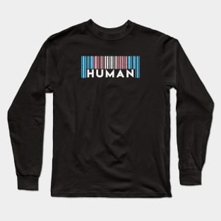 Transgender Pride Flag Barcode - HUMAN Long Sleeve T-Shirt
